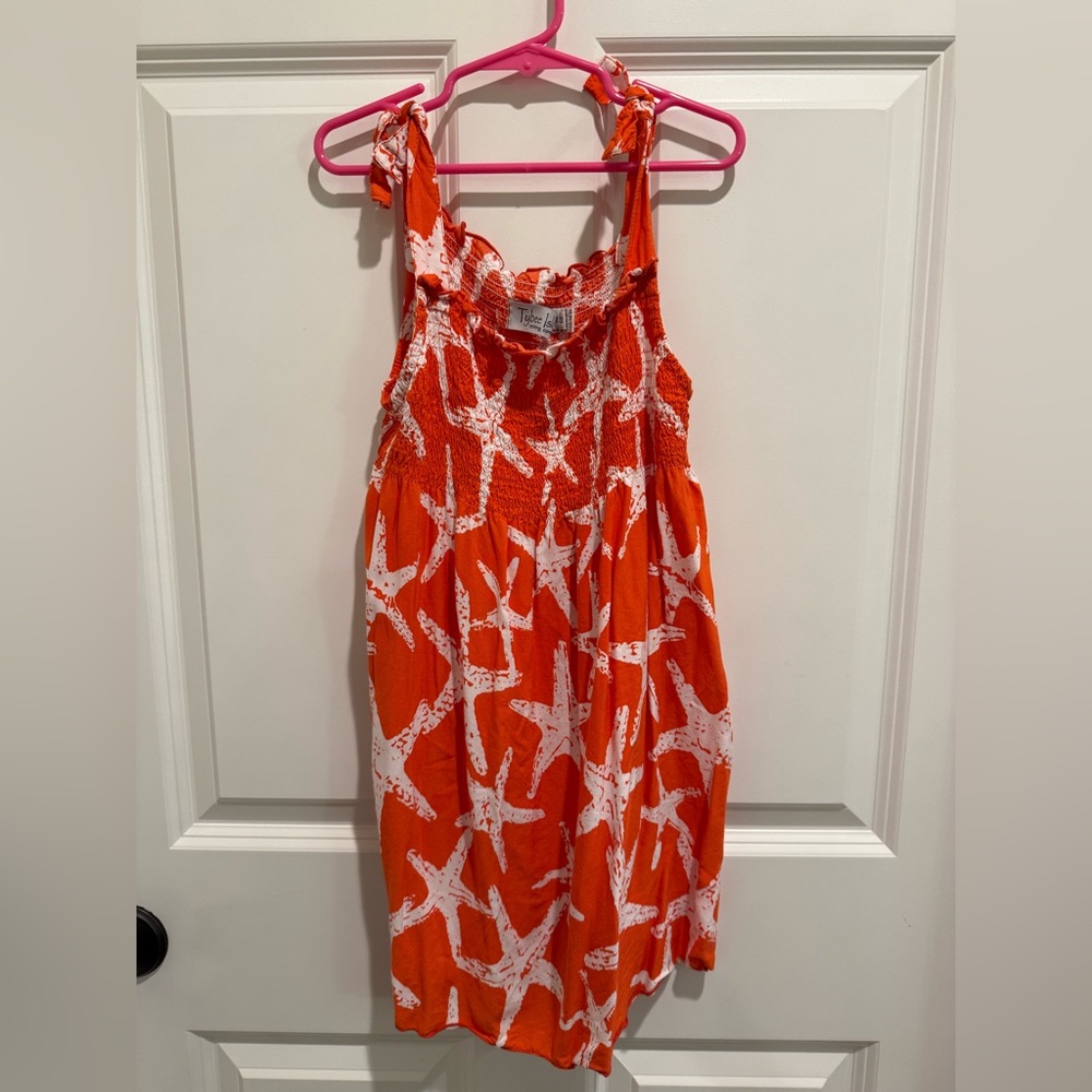 Orange Starfish Print Dress 7/8
